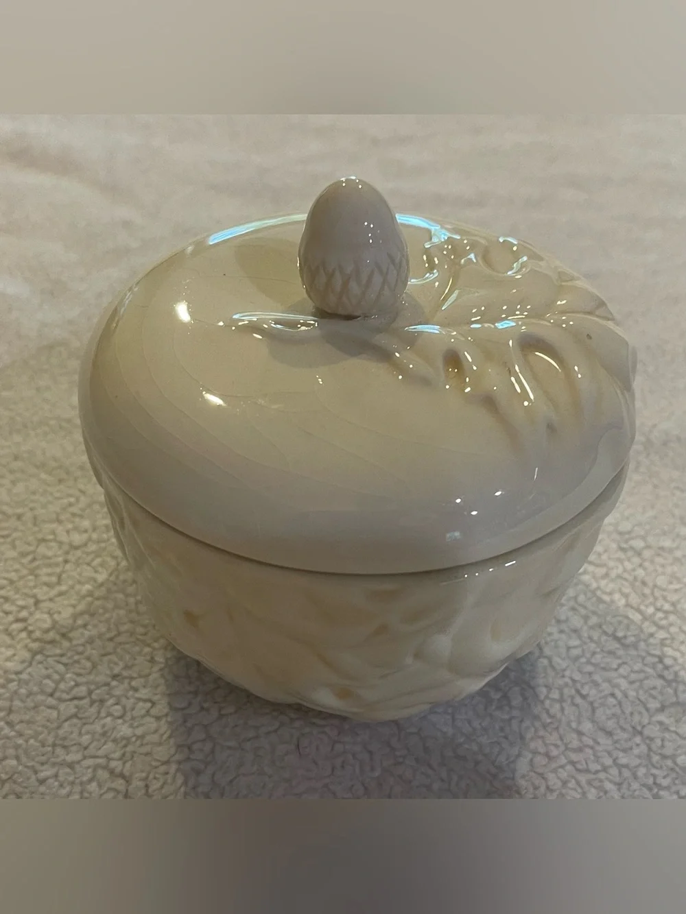 Hallmark Ceramic Acorn Lidded Candle Holder Fall Cottagecore Decor